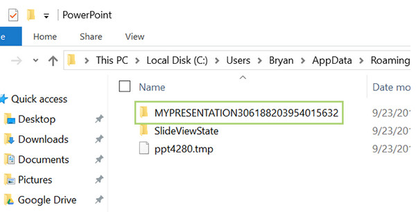 Восстановить файлы PowerPoint из Autp Recover