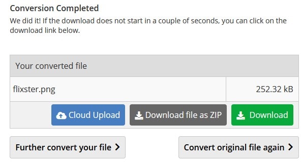 Загрузите восстановленный файл JPEG с помощью image.online-convert.com
