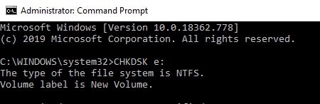 Запустите команду CHKDSK на CMD