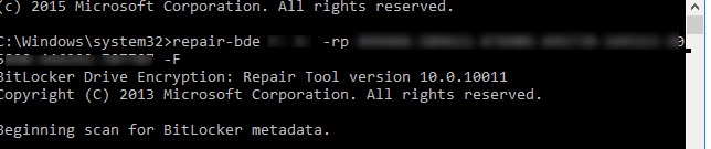 repair-bde ключ восстановления bitlocker